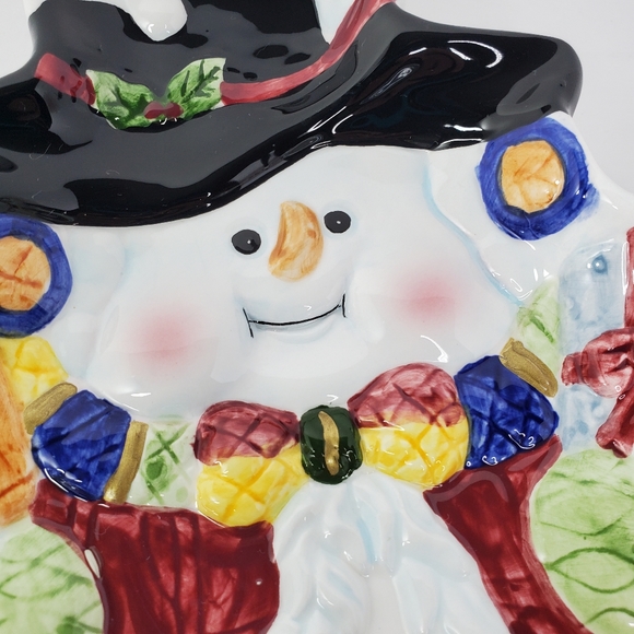 Ceramic Snowman Christmas Cookie Plate - Picture 2 of 5